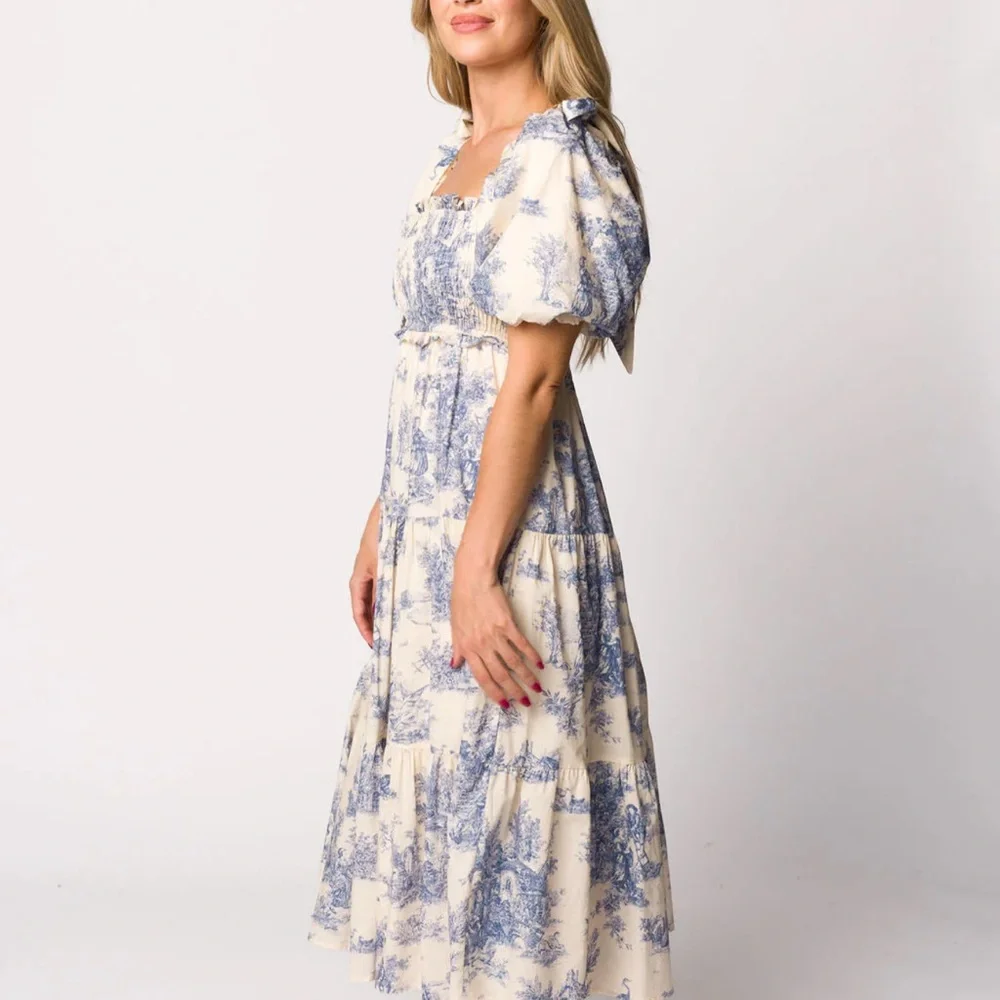 Worth Collective Elena Smocked Midi Dress Size L - Picture 4 of 7